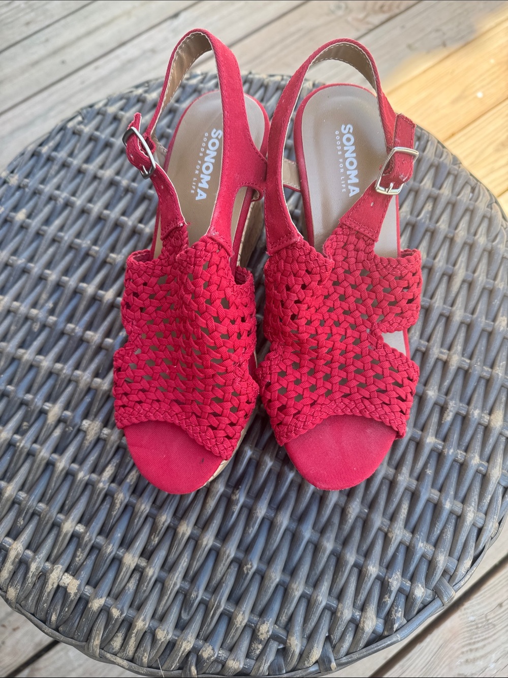 Sonoma Red Woven Slingback Heels